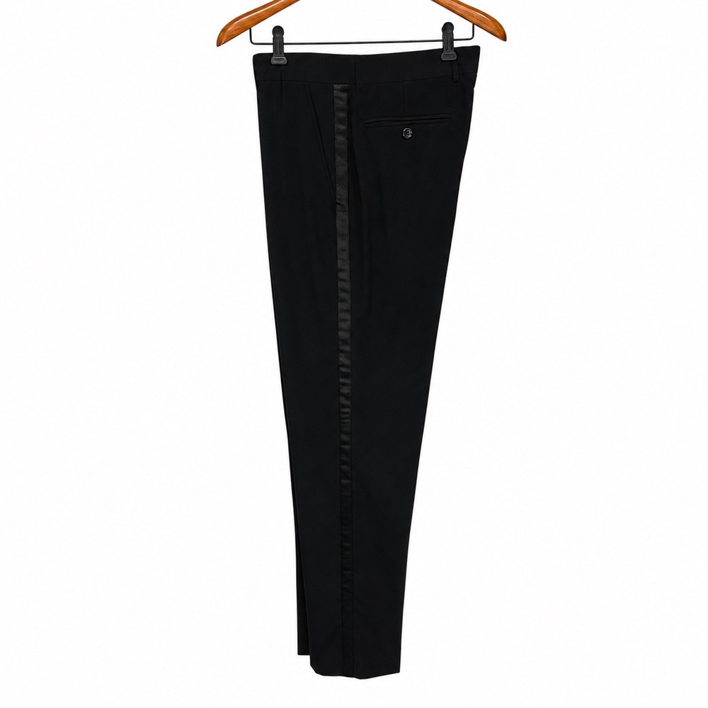 Vinci Mens Black Tuxedo Trousers Satin Side Stripe Formal Dress Pants 30R
